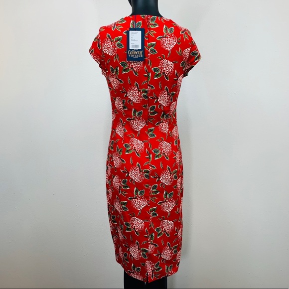 Collectif Floral Pencil Dress Pin Up Girl Look - Picture 3 of 8